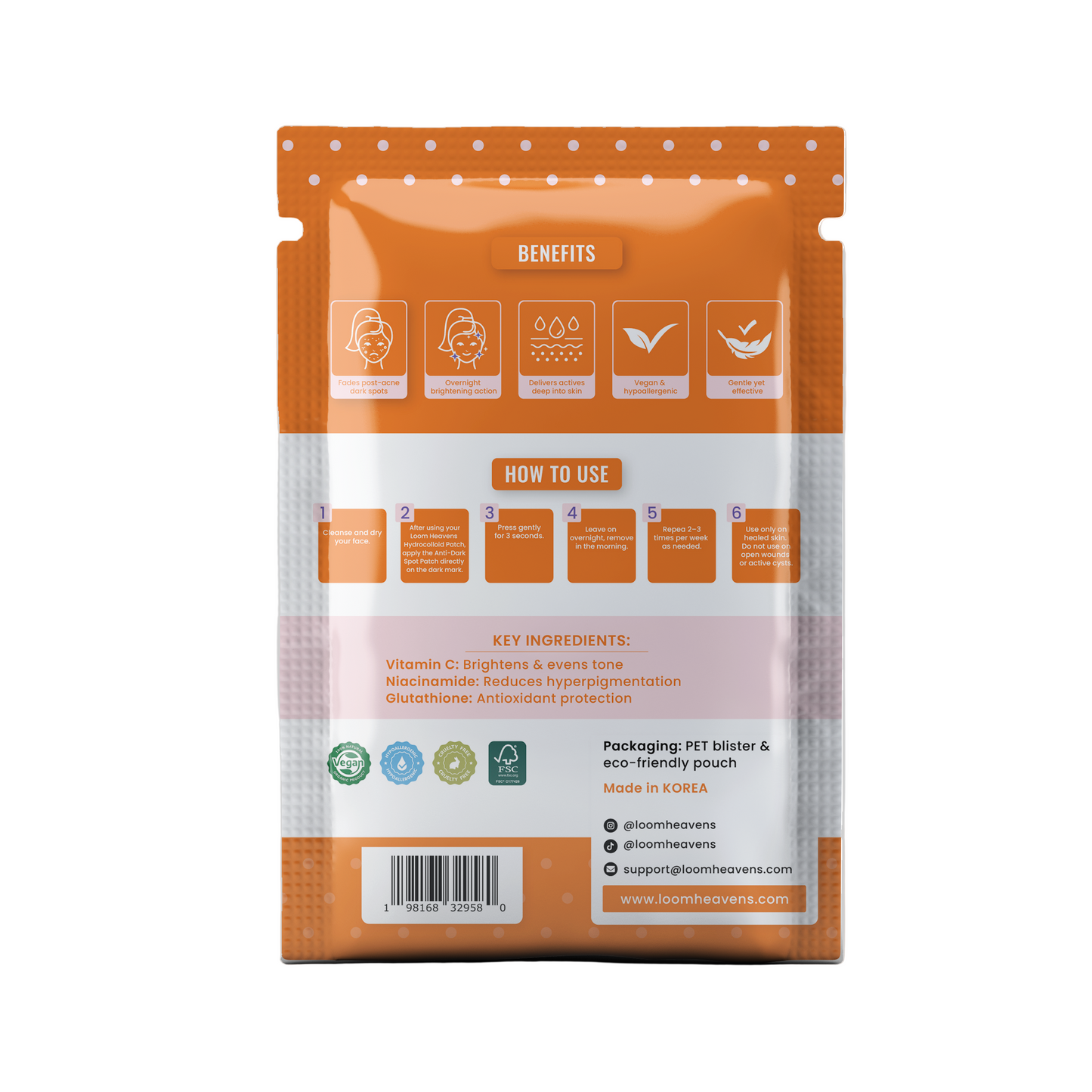 Loom Heavens Vitamin C Dark Spot Patches – Microneedle Patch for Hyperpigmentation, 12 Patches